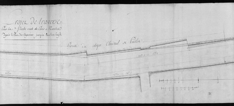 'Projet de traverse par La Flèche, route de Paris à Nantes' (rue de La Tour-d'Auvergne).