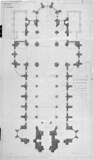 'Projet d'achèvement de l'église paroissiale', d'après un dessin de E. Boismen en 1873.