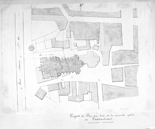 'Croquis du plan par terre de la nouvelle église de Châteaubriant'.