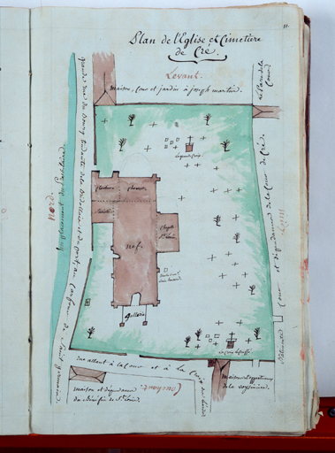 'Plan de l'Eglise et cimetière de Cré'.