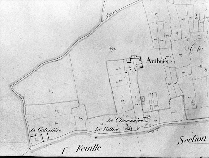 Extrait du plan cadastral de 1824, section A 2, n° 509-510.