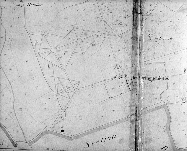 Extrait du plan cadastral de 1825, section B1, éch. 1:2500e