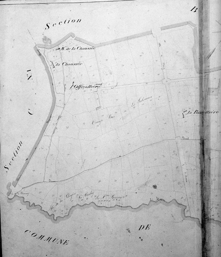 Allée du parc : extrait du plan cadastral de 1825, section B 2, éch. 1:4000e.