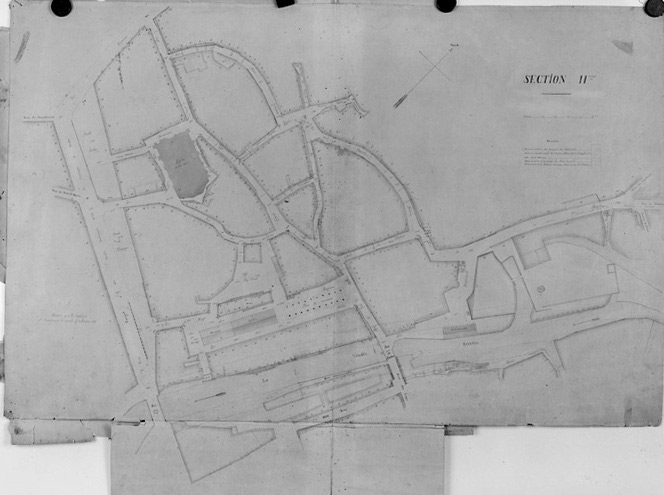 Plan d'alignement de la ville par Bouffier, en 1889. Section 11ème au 1/500e.