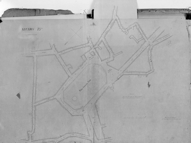 Plan d'alignement de la ville par Bouffier, en 1889. Section 13ème au 1/500e.