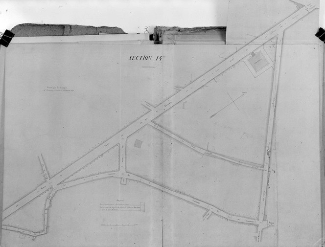 Plan d'alignement de la ville par Bouffier, en 1889. Section 14ème au 1/500e.