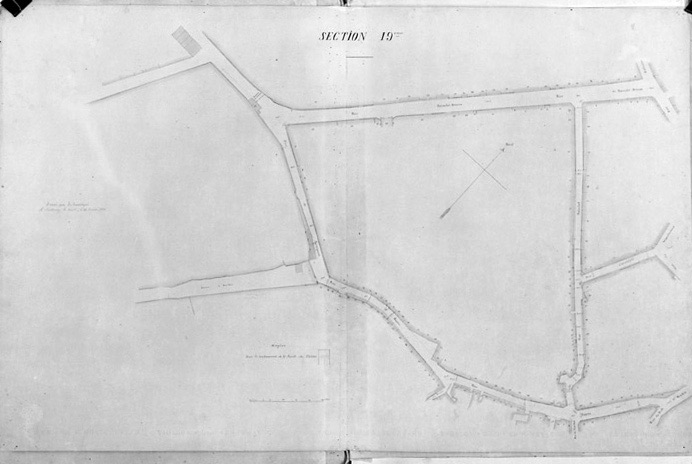 Plan d'alignement de la ville par Bouffier, en 1889. Section 19ème au 1/500e.