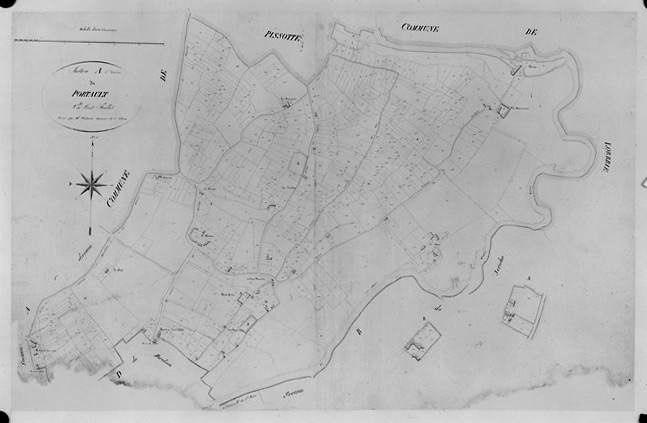 'Plan parcellaire de la commune de Fontenay ', 1812. Section A du Portault, 1ère division au 1/2500e.