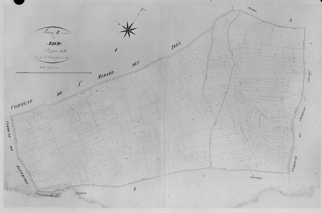 'Plan parcellaire de la commune de Fontenay ', 1812. Section B de Jéricho, 3ème division au 1/2500e.