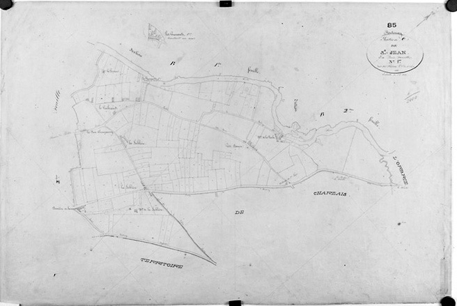 'Plan cadastral parcellaire de la commune de Fontenay', 1843. Section C de Saint-Jean, feuille n° 1 au 1/2000e. (Versé par le Service du Cadastre aux AD Vendée).