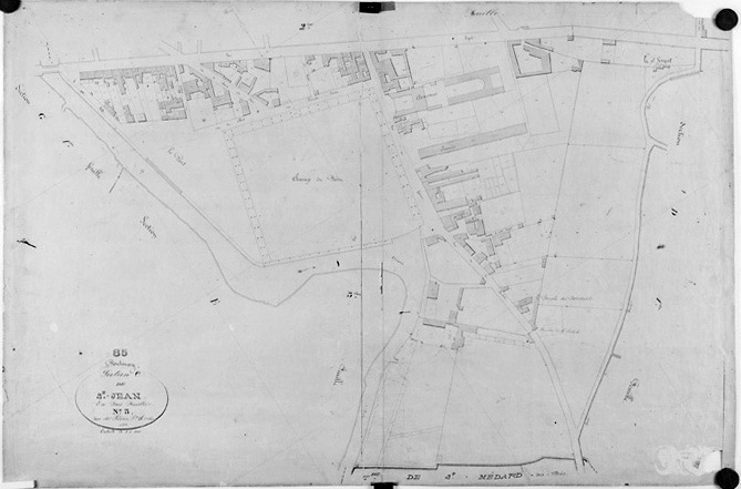 'Plan cadastral parcellaire de la commune de Fontenay', 1843. Section C de Saint-Jean, feuille n° 3 au 1/1000e. (Versé par le Service du Cadastre aux AD Vendée).