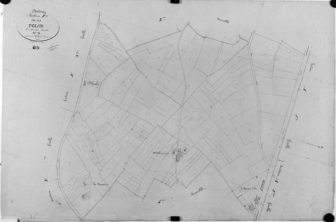 'Plan cadastral parcellaire de la commune de Fontenay', 1843. Section F de la Folie, feuille n°3 au 1/1000e. (Versé par le Service du Cadastre aux AD Vendée).