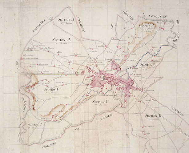 'Plan parcellaire de la commune de Fontenay', 1812. Détail du tableau d'assemblage au 1/10000e.