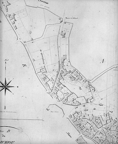 'Plan parcellaire de la commune de Fontenay', 1812. Détail de la section D du Marchiou, au 1/1250e. (Musée Vendéen, Fontenay-le-Comte).