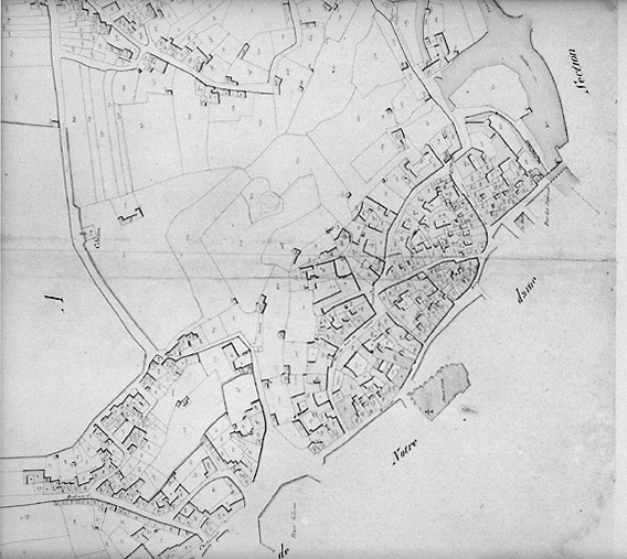 'Plan parcellaire de la commune de Fontenay', 1812. Détail de la section D du Marchiou, au 1/1250e. (Musée Vendéen, Fontenay-le-Comte).