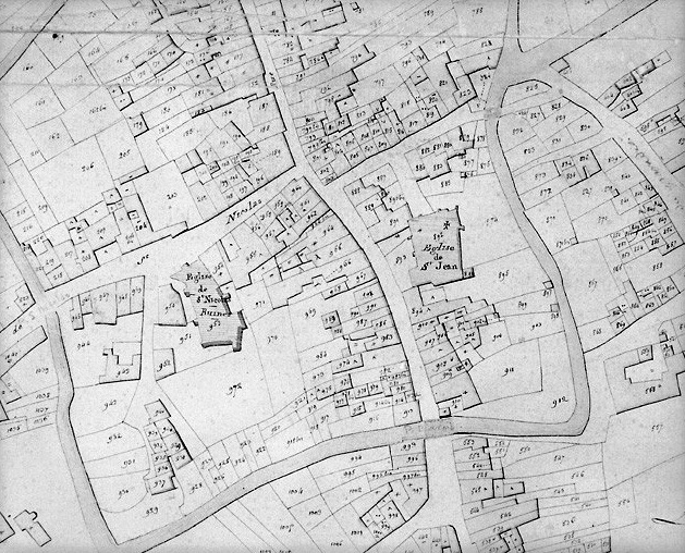 'Plan parcellaire de la commune de Fontenay', 1812. Détail de la section F de Saint-Jean, au 1/1250e. (Musée Vendéen, Fontenay-le-Comte).