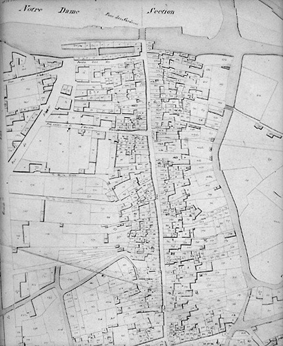 'Plan parcellaire de la commune de Fontenay', 1812. Détail de la section F de Saint-Jean, au 1/1250e. (Musée Vendéen, Fontenay-le-Comte).