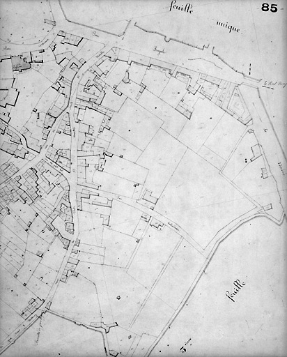 'Plan cadastral parcellaire de la Commune de Fontenay', 1843. Détail de la section G de l'Union-Chrétienne, feuille n°1 au 1/1000e. (Versé par le Service du Cadastre aux AD Vendée).