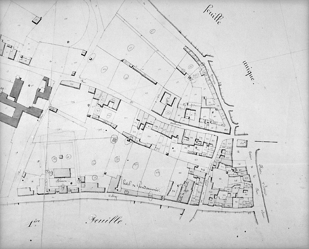 'Plan cadastral parcellaire de la Commune de Fontenay', 1843. Détail de la section G de l'Union-Chrétienne, feuille n° 2 au 1/1000e. (Versé par le Service du Cadastre aux AD Vendée).