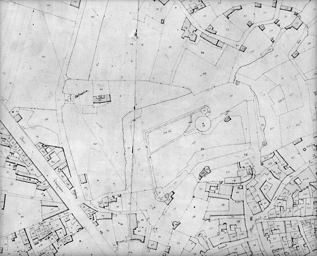 'Plan cadastral parcellaire de la Commune de Fontenay', 1843. Détail de la section H de Notre-Dame, au 1/1000e. (Versé par le Service du Cadastre aux AD Vendée).