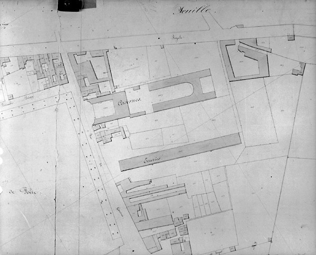 'Plan cadastral parcellaire de la Commune de Fontenay', 1843. Détail de la section C de Saint-Jean, feuille n°3 au 1/1000e. (Versé par le Service du Cadastre aux AD Vendée).