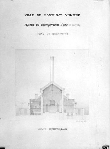 Usine et dépendances : coupe transversale au 1/100e, n.s., n.d. [Arsène Charier, 1868].