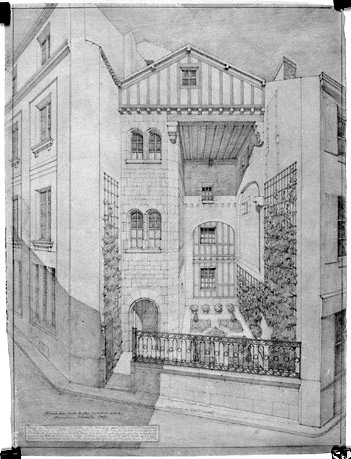 'Projet de restauration partielle...', en novembre et décembre 1939 : vue du logis antérieur prise de la rue Gaston-Guillemet.