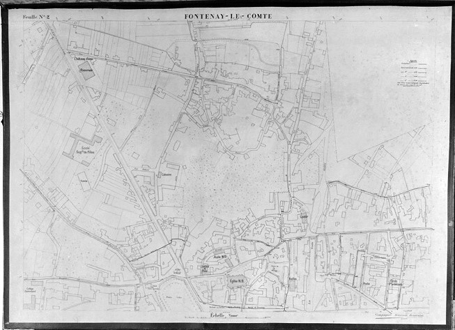 'Plan de la ville de Fontenay-le-Comte' dressé au 1/1000e par la Compagnie Aérienne Française, non daté : [1926], feuille n° 2.