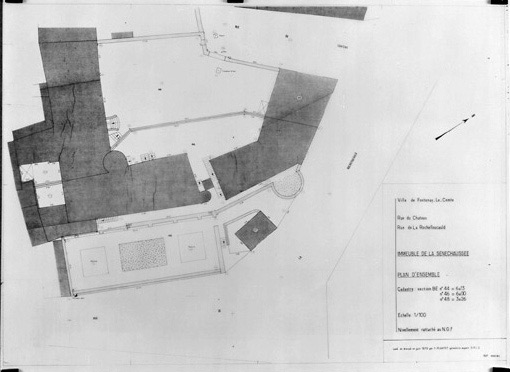 Plan d'ensemble au 1/100e, par Y.Plantet, géomètre expert D.P.L.G., en juin 1979. (Service Départemental de l'Architecture, La Roche-sur-Yon).