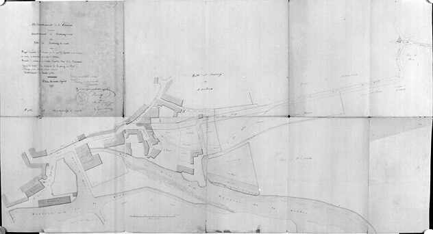 Plan au 1/500e des terrains situés à l'est du pont des Sardines, dressé à l'occasion de l'ouverture de la rue de Genève, signé et daté A.Garnereau, le 19 février 1863. (A.C. Fontenay-le-Comte, 2 0 3).