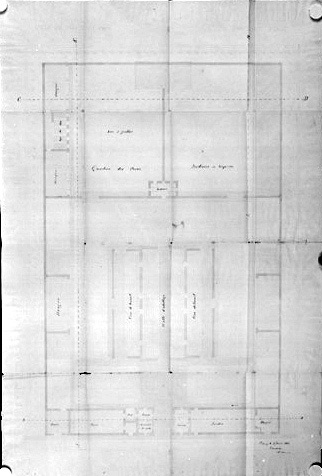 Plan d'ensemble au 1/100e, signé et daté A. Charier, le 18 janvier 1882. (A.C. Fontenay-le-Comte, 1 M 9).