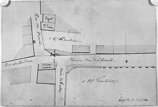 Barrière du Paradis : plan au 1/500e, n.s., n.d. [vers 1860]. (A.C. Fontenay-le-Comte, 2 0 3).