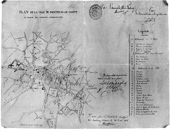 Plan de la ville au 1/10000e signé et daté Bouffier, le 28 mai 1885.