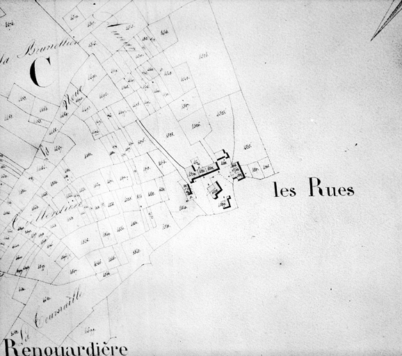 Les Rues, extrait du plan cadastral de 1824, section D 2, n° 4530-4539