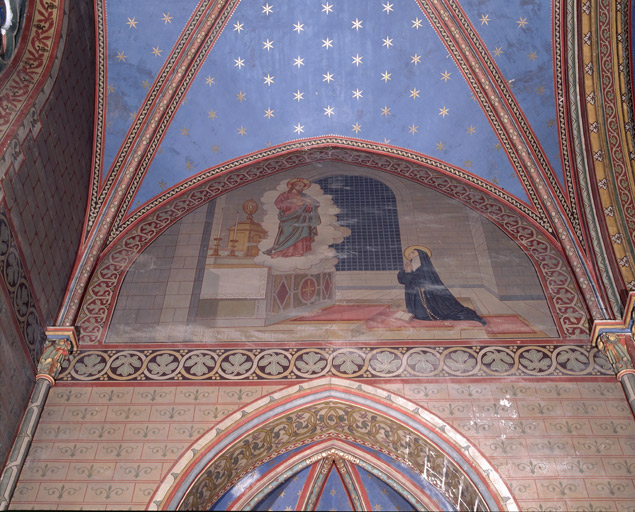 Mur est et bras sud du transept : l'apparition du Sacré-Coeur à Marguerite-Marie.