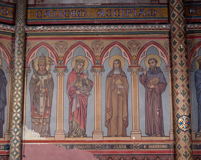 2ème travée sud du choeur, saint Alexandre, sainte Elisabeth de Hongrie, sainte Claire, saint Renault.