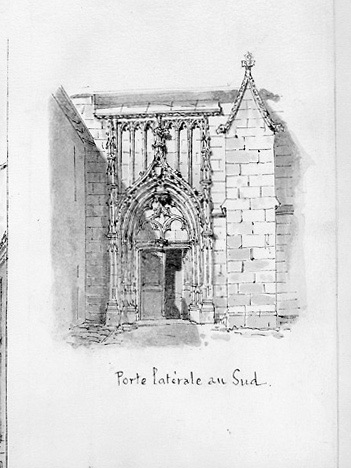 'Porte latérale au sud' par H.Déverin, en octobre 1907. (Bibliothèque du Patrimoine, détail du relevé n°13458).