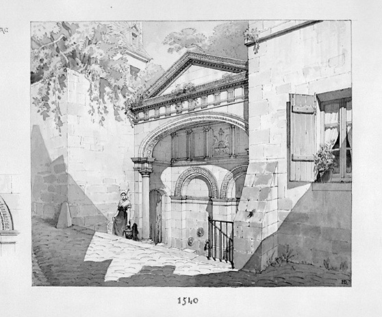 Vue perspective de la fontaine avant travaux, par H. Déverin en 1891.