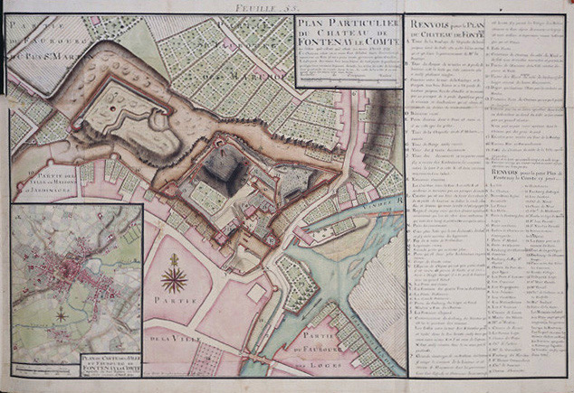 'Plan particulier du château de Fontenay-le-Comte en lestat quil estoit au mois d'avril 1720'. Plan environ au 1/900e, par Claude Masse, ingénieur du Roi.