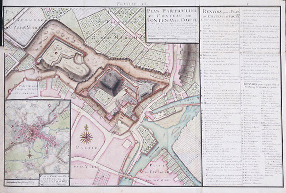 Plans du château et de la ville de Fontenay le Comte, par Claude Masse, ingénieur du Roi, en avril 1720.