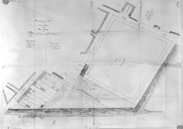 'Plan du champ de foire marquant l'allée projetée...' au 1/500e, signée et datée A.Garnereau, le 15 février 1840. (A.D. Vendée, 1 O 309).