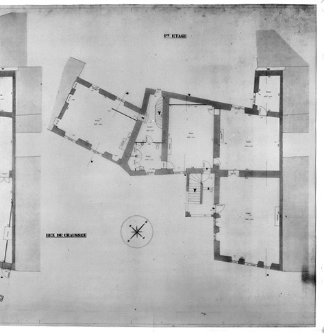 Plan du premier étage au 1/50e, par Y.Plantet, géomètre expert D.P.L.G., en octobre 1980.