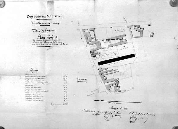 'Plan général des environs du quartier de remonte annexé au Procès-verbal de cession des écuries de la Ville au Département de la Guerre', au 1/1000e, signé et daté A. Potet, chef de bataillon du génie en chef, le 9 août 1848.