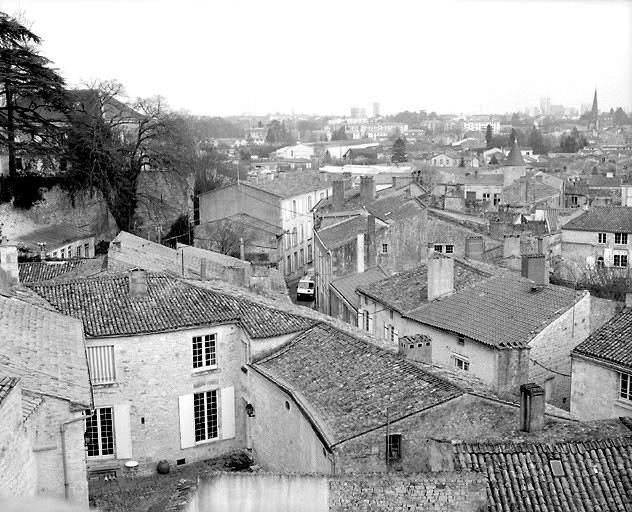 Vue prise des toits de l'hôtel Lépinay de Beaumont. Au centre, la rue Goupilleau.