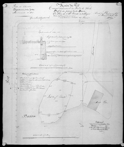 'Travaux d'achèvement du port, profils du pavage et du bassin'.