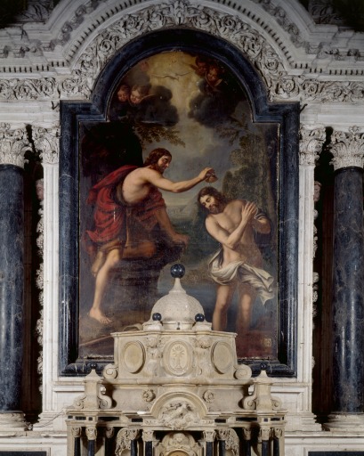 Tableau du retable du maître-autel : Baptême du Christ