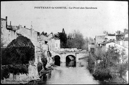 Le pont vu du sud au début du siècle. Carte postale ancienne. (B. M.Fontenay-le-Comte)