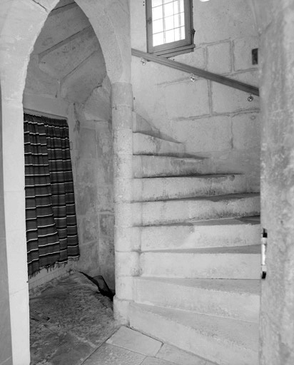 Vue de l'escalier prise du rez-de-chaussée.