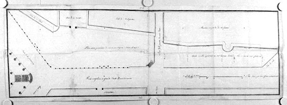 Plan des terrains destinés aux actuels marché aux Herbes et marché Thiverçay, signé Joseph Caldelar [1811] (A.C. Fontenay-le-Comte, 2 O 7).