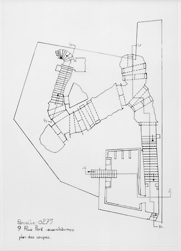 Plan des coupes au 1/100e, par Géraldine Métayer, en 1995.